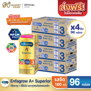 [ส่งฟรี X 4 ลัง] เอนฟาโกร เอพลัส ซุพีเรียร์ สูตร3  Enfagrow A+ นมยูเอชที รสจืด ขนาด180มล. (ยกลัง 4 ลัง : รวม 96 กล่อง)