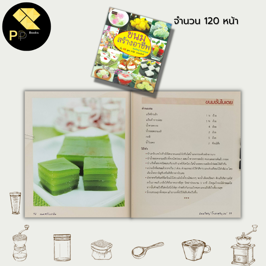หนังสือ ขนมสร้างอาชีพ  ทั้ง 48 สูตร ทำได้ อร่อยชัวร์ :  ข้าวตู  ขนมชั้นใบเตย หยกมณี ตะโก้หน้ากะทิ ขนมกล้วย ขนมตาล - รูปที่ 3