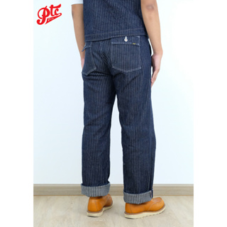 กางเกง ONI-207-HJS DROP-NEEDLE STICHING JACGUARD STRIPE DENIM BAKER PANTS