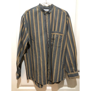 เสื้อเชิ้ตชายสีเทาทางเหลือวคอจีน เสื้อคุณผู้ชาย