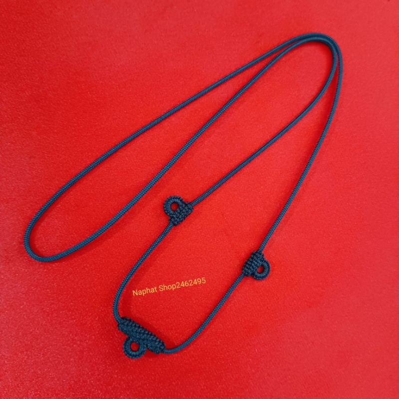 สร้อยคอเชือกร่ม(สีดำ)เส้นขนาด2มิล มีห่วง 3ห่วง งานแฮนเมดลายถักปราณีต