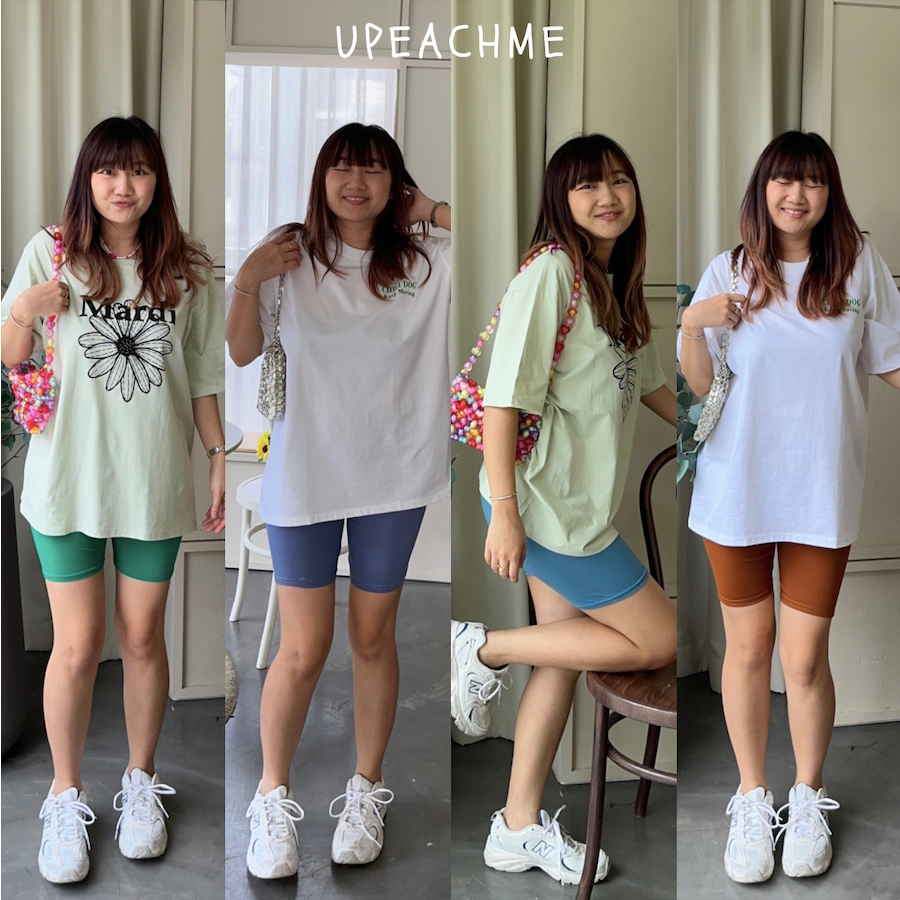 *พร้อมส่ง* Upeachme - 3LEGGING (เอว-40") กางเกงไบค์เกอร์ขาสั้นเข้ารูปเลกกิ้ง กางเกงเลคกิ้งออกกำลังกาย