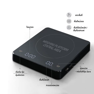 เครื่องชั่งกาแฟ ชาร์จแบบUSB 3kg/0.1g มีฟังชั่นชดเชยน้ำหนัก เครื่องชั่งดิจิตอล Coffee Scale
