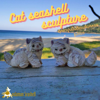 Andaman seashell  ตุ๊กตาปูนปั้นติดเปลือกหอย แมวติดหอยแครง