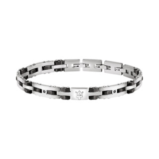 Maserati BR 212mm Black Steel Mens Bracelet JM220ASR02 (Adjustable)