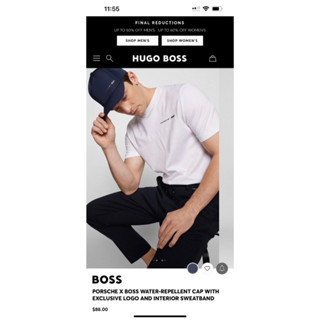 PORSCHE X BOSS WATER-REPELLENT CAP WITH EXCLUSIVE LOGO AND INTERIOR SWEATBAND หมวกแก๊บ ฮิวโก้ บอส สีดำ ระบายเหงื่อ