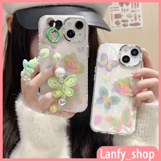 💖New 💖iPhone 14 13 12 11 Pro Max เคส for เคสไอโฟน11 น่ารัก บางเบาพกพาง่าย การ์ตูน แฟชั่น ผีเสื้อ ระดับสูง โซ่มุก Case