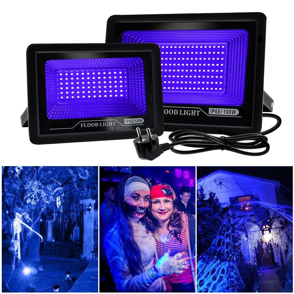 ไฟ LED สปอตไลท์ UV 50 วัตต์ 100 วัตต์ IP66 กันน้ำไฟสปอร์ตไลท์ LED ไฟสีม่วงเวทีสปอตไลท์ LED