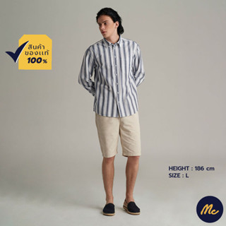 Mc JEANS เสื้อเชิ้ตแขนยาวผู้ชาย สียีนส์ฟอกกลาง MSLZ187