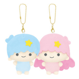 เซ็ตพวงกุญแจตุ๊กตา Sanrio Nikonui แบบ Kiki &amp; Lala (Little Twin Stars) ตรงแก้มมีแม่เหล็ก ดูดติดกันได้ ขนาด 18 x 15 x 5 ซม