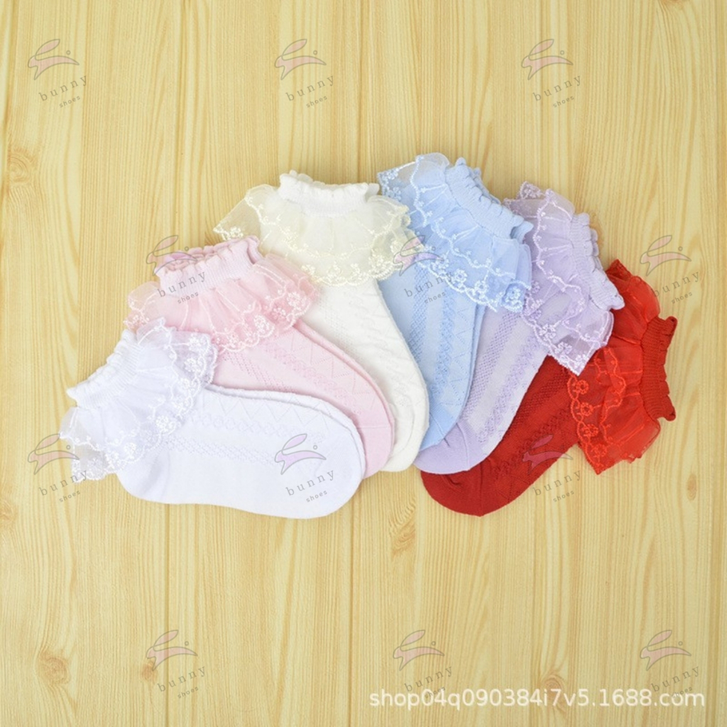 ส่งจากไทย ถุงเท้าเด็ก ขอบลูไม้ สำหรับใส่ออกงาน คุณภาพทน ส่งไว #ข้อสั้น