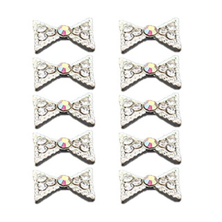 โบว์ติดเล็บ 10Pcs 3D Alloy Manicure Rhinestone DIY Decorations Art Tips Stickers