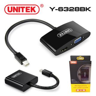 (ฮับ) UNITEK Y-6328BK Mini ดิสเพลย์พอร์ต to วีจีเอ + เอชดีเอ็มไอ Converter