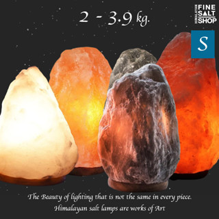 SIZE Sโคมเกลือ หิมาลายันแท้ 100% ฐานไม้ Himalayan Salt lamp wooden base 2 - 3.9 kg.