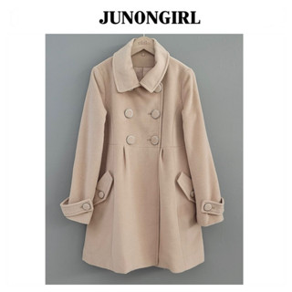 เสื้อกันหนาว OVERCOAT โค้ทวูล สีนู้ดกากี แบรนด์✨JUNONGIRL✨  (WY833)