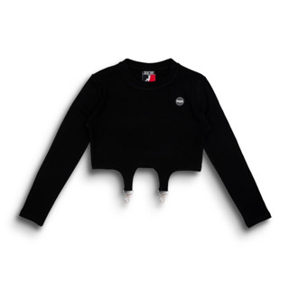 DEKTAY LONG SLEEVE CROP TOP (BLACK)