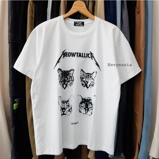 เสื้อยืดสตรีท Oversize ลายแมว Meowtallica