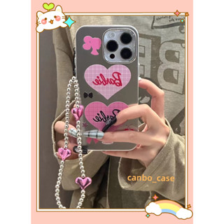 🎁ส่งของขวัญ🎁เคสไอโฟน สำหรับ 11 14 for iPhone Case 13 12 Pro Max เรียบง่าย รูปหัวใจ โซ่มุก กันกระแทก เคสนิ่ม เคสโทรศัพท์