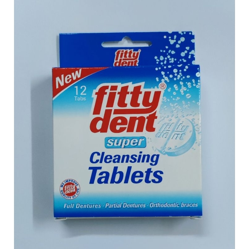 Fitty dent super Cleansings Tablets เม็ดฟู่แช่ฟันปลอม กล่องบรรจุ12เม็ด ใช้แช่ทำความสะอาดฟันปลอมอายุ04/2026