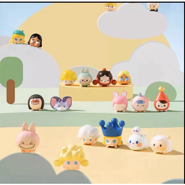 POPMART ของแท้ Bubble Mart น่ารักสามชั่วอายุคนของ POPBEAN คลาสสิกท่านอนพื้นฐานคลาสสิกมินิน่ารัก