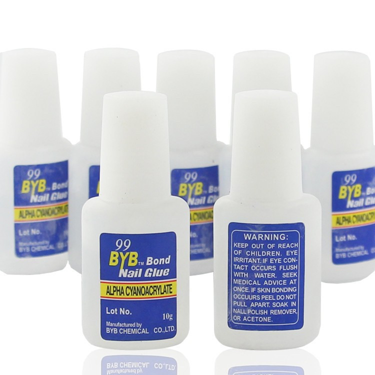 กาวติดเล็บปลอม PVC BYB (ฟ้าฝาสั้น) 10g มีพู่กันในตัว ใช้งานง่าย กาวติดแน่น ทนทาน - รูปที่ 3