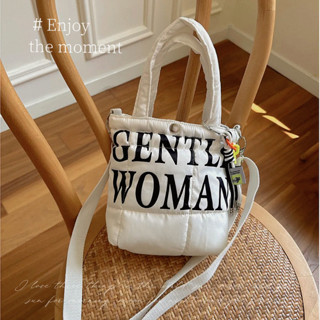 TAIDU กระเป๋าสะพายข้างใบจิ๋ว GENTLEwomen  ผ้าใบเบาะนุ่ม ลายตัวอักษร กระเป๋าถือ