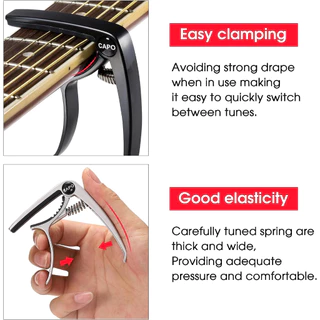คาโป้(capo)กีตาร์โปร่ง กีตาร์ไฟฟ้า เบส อูคูเลเล่ รุ่นCP-00 สปริงดี หนีบแน่น ไม่บอด เหล็กแท้ คาโปเหล็ก