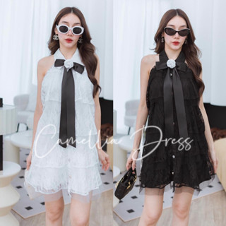 Camellia Dress งานเดรสแขนกุดผ้าลูกไม้ เข็มกลัดดอกคามิเลีย