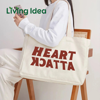 Living idea กระเป๋าผ้าแคนวาส เซทแม่ลูก ใบใหญ่สะพายไหล่ได้ ถือหรือคล้องแขนเกร๋ๆ