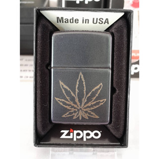 ZIPPO 49146 WEED LEAF DESIGN   สีปีกแมลงทับ ลายแบบเลเซอร  ของใหม่ไม่ผ่านการใช้งาน  มาพร้อมกล่อง   รับประกันของแท้