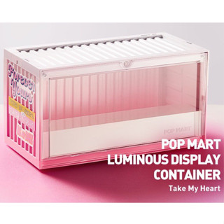 [พร้อมส่ง]-POP MART Luminous Display Container Box (Take My Heart)-(สีชมพูขาว) POP MART🇯🇵-ตู้คอนเทนเนอร์ ตู้โชว์มีไฟ