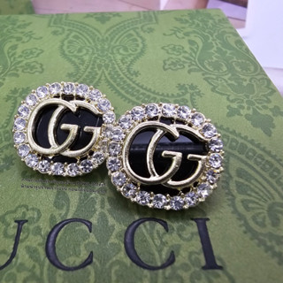 GUCCl GG Earrings with crystal ต่างหูกุชชี่ ล้อมเพชร GG งานสวยคลาสสิค อะไหล่ทอง