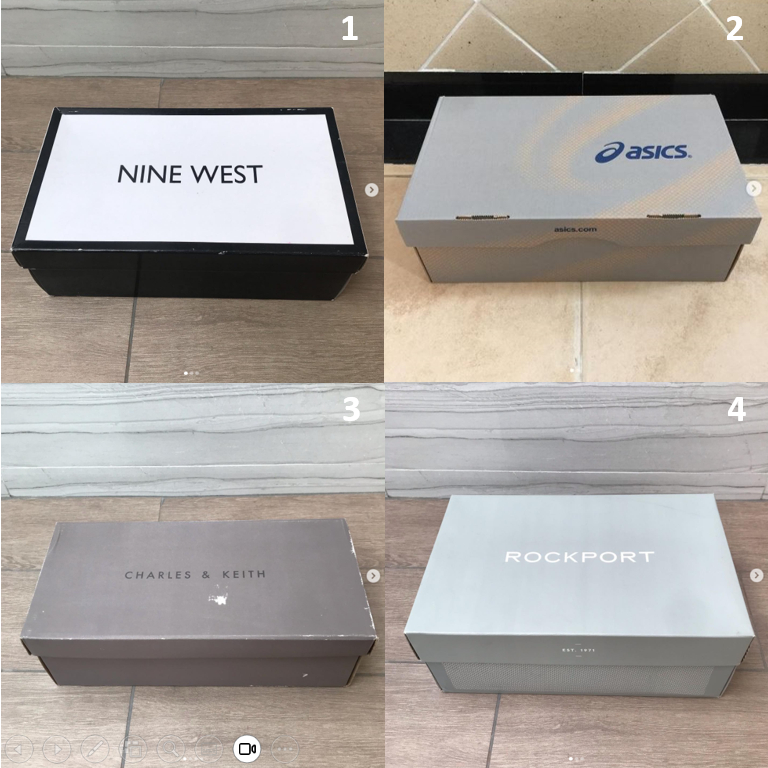 กล่องรองเท้า กล่องใส่รองเท้า แบรนด์ NINE WEST , Asics , Charles & Kieth, ROCKPORT ของแท้ ใส่รองเท้า 