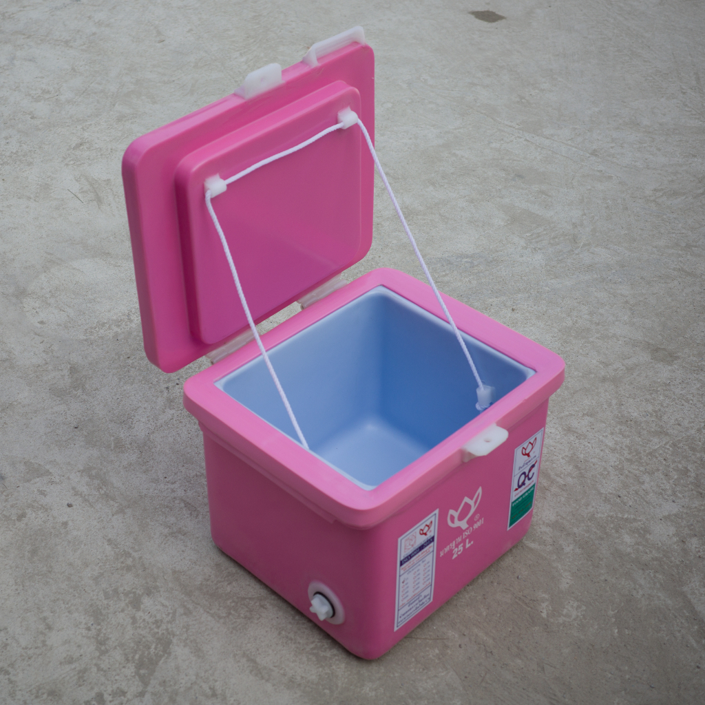 ถังแช่ ถังน้ำแข็ง ยี่ห้อดอกบัว ขนาด 25 ลิตร (ICE 25L.) มีบานพับ เนื้อหนา เกรดเอ มี มอก. เก็บความเย็นได้นาน มีหลายสี - รูปที่ 6