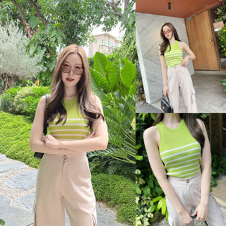 SLYQ EMMIE STRIPE SLEEVELESS KNIT TOP เสื้อกล้ามแขนกุดผ้าร่องลายขวาง