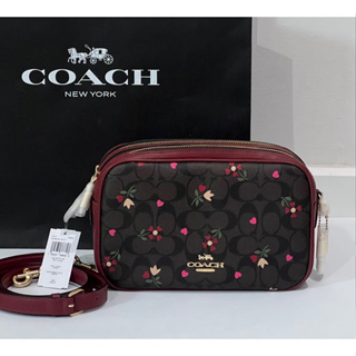 🍀🍀JES CROSSBODY IN SIGNATURE CANVAS WITH HEART PETAL PRINT (COACH C7617)🍀🍀