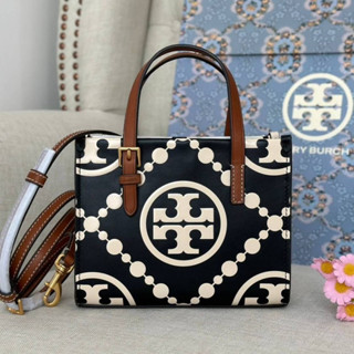 🍀🍀 Tory Burch 145967 Mini T Monogram Contrast Embossed Square Tote