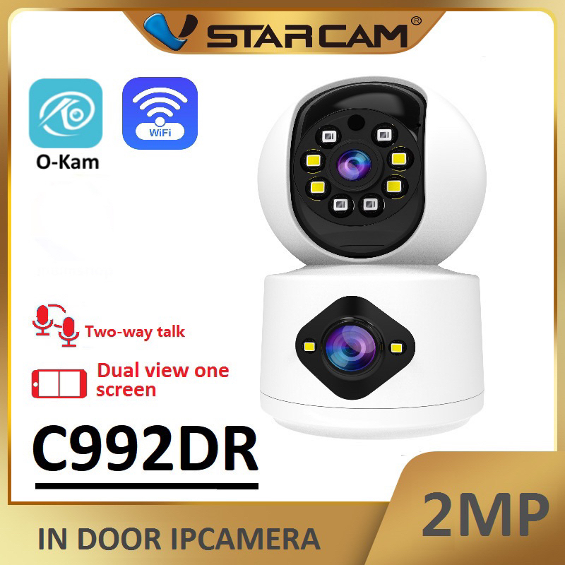 Vstarcam C992DR (เลนส์คู่) ความละเอียด 2.0 MP (1296P) กล้องวงจรปิดไร้สาย ภาพสี มีAI+ คนตรวจจับสัญญาณ