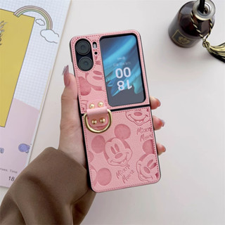 เคสโทรศัพท์มือถือ OPPO Find N2 Flip ลายมิกกี้น่ารัก มีวงแหวนคล้องนิ้วมือ