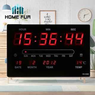 Home Fur นาฬิกา LED แขวนผนัง ขนาด 33X20X3CM รุ่น 3320 นาฬิกาดิจิตอล ไฟสีแดง – ตัวเรือนสีดำ