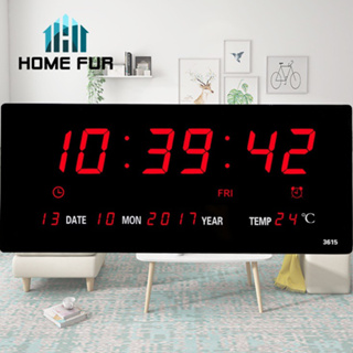 Home Fur นาฬิกาดิจิตอล LED แขวนติดผนัง Number Clock แขวนผนัง รุ่น 3615 ขนาด 36X15X3CM ตัวเลขสีแดง