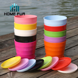 Home Fur กระถางต้นไม้ กระถางดอกไม้ พลาสติก สีสันสดใส มี 3 ขนาด