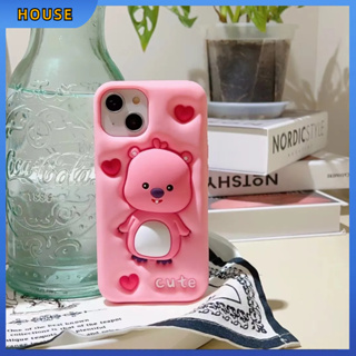 💲คูปองเคลม💲เคสไอโ case for iphone 11 12 บีเวอร์น้อยน่ารัก เคส 14 13 12 11 pro max ซิลิโคนสามมิติ สามารถกด