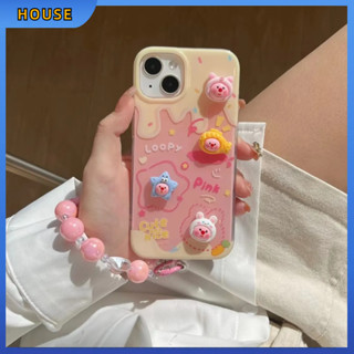 💲คูปองเคลม💲เคสไอโ case for iphone 11 12 ตุ๊กตา imd สองชั้น  พร้อมโซ่ เคส 14 13 12 11 pro max ซิลิโคนเหลวมีความทนทาน