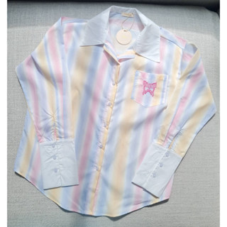 เสื้อเชิร์ตแขนยาวลายริ้วน่ารัก
