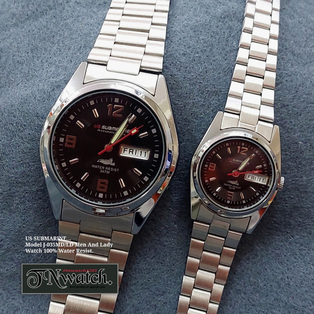ซื้อคู่ถูกกว่า นาฬิกาคู่รัก นาฬิกาผู้ชาย นาฬิกาผู้หญิง us submarineรุ่นJ-035MLD อะนาล็อก ควอทซ์ มีวั