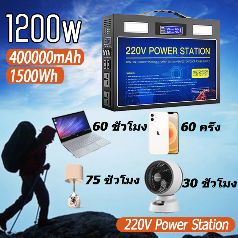 power box power station camping แคมป์ปิ้ง 1200W ไฟสำรองแคมปิ้ง 220V อุปกรณ์แคมปิ้ง เครื่องสำรองไฟ แคมป์ปิ้ง กล่องสำรองไ