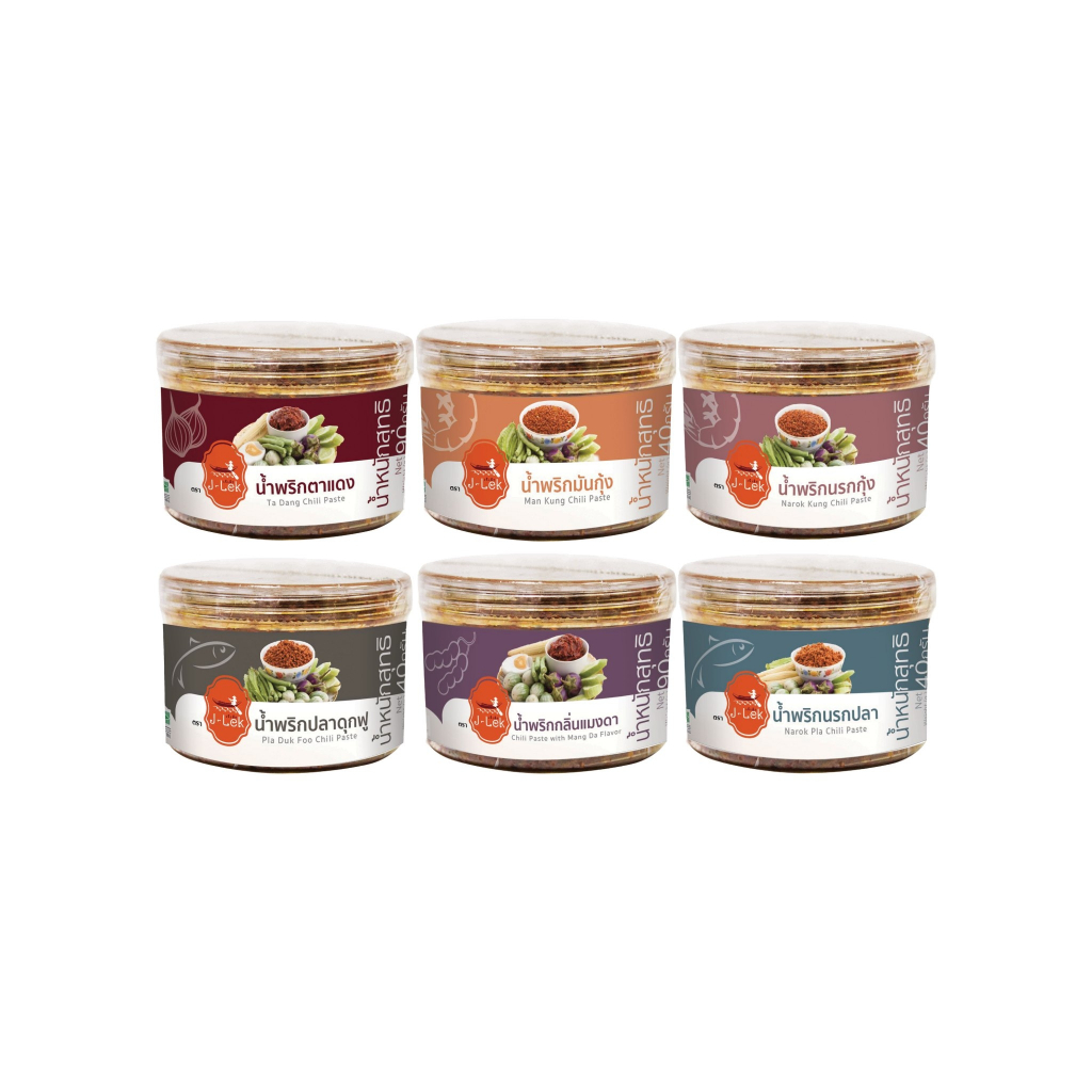 J-Lek (เจ๊เล็ก) น้ำพริกคละ 6 รสชาติ แพ็ค 6 กระปุก