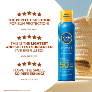 Nivea Sun Protect &amp; Dry Touch Refreshing Sun Spray SPF50 200 ml. นีเวีย ซัน ครีมกันแดด สูตรกันน้ำ