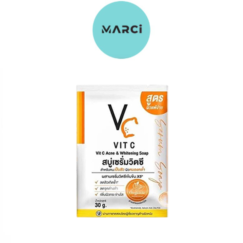 [1 ก้อน] VC Vit C Acne & Whitening Soap สบู่เซรั่มวิตซี สบู่ส้ม VC [30 g.]